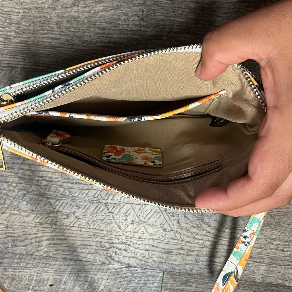 Nanette Lenore Orange and Green Crossbody Bag Vibrant Floral Design - Picture 5 of 8
